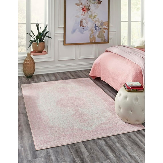 Unique Loom Bromley Collection Area Rug - Midnight (6' 1" x 9' Rectangle Pink/Ivory)