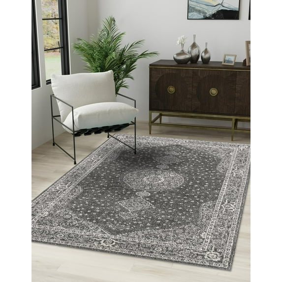 Unique Loom Bromley Collection Area Rug - Midnight (7' 10" x 10' Rectangle Dark Gray/Gray)