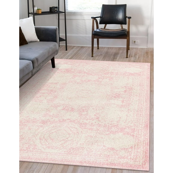 Unique Loom Bromley Collection Area Rug - Wells (2' x 3' 1" Rectangle Pink/Ivory)