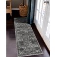 thumbnail image 1 of Unique Loom Bromley Collection Area Rug - Wells (2' x 8' 8" Runner Dark Gray/Gray), 1 of 6
