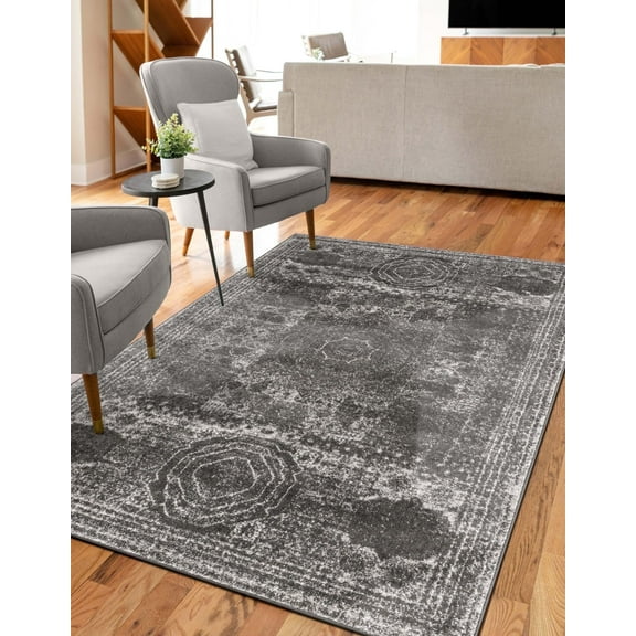 Unique Loom Bromley Collection Area Rug - Wells (3' 1" x 5' 3" Rectangle Dark Gray/Gray)