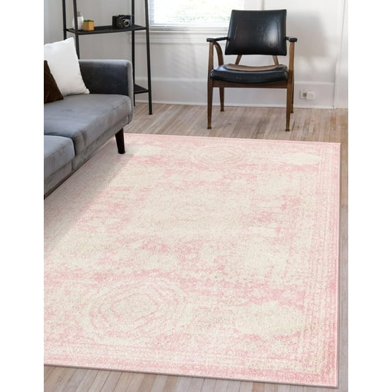 Unique Loom Bromley Collection Area Rug - Wells (3' 3" x 5' 3" Rectangle Pink/Ivory)