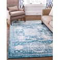 thumbnail image 1 of Unique Loom Bromley Collection Area Rug - Wells (4' 1" x 6' 1" Rectangle Turquoise/Ivory), 1 of 6