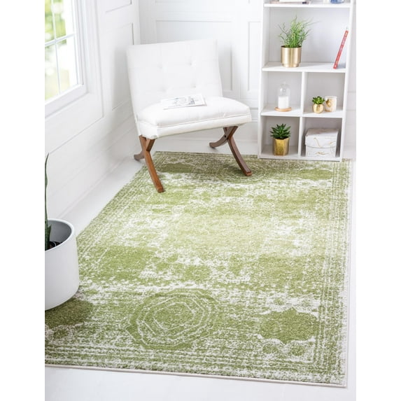Unique Loom Bromley Collection Area Rug - Wells (7' 1" x 10' Rectangle Green/Ivory)