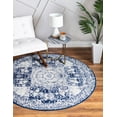 thumbnail image 1 of Unique Loom Bromley Collection Area Rug - Wells (8' Round Ivory and Blue/Ivory), 1 of 6