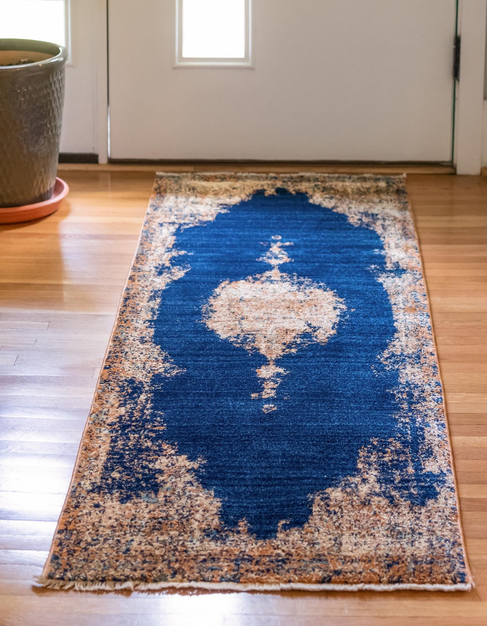 Unique Loom Brook Dorchester Rug Navy Blue/Blue 2' 2" x 9' 10" Runner