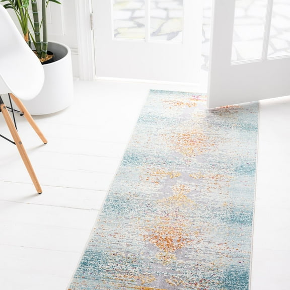 Unique Loom Budapest Collection Area Rug - Buda (2' x 5' 11" Runner Blue/Gray)