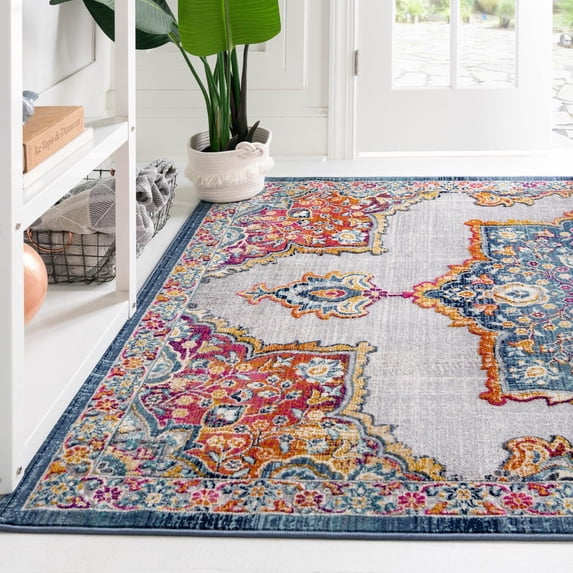 Unique Loom Budapest Collection Area Rug - Corvinus (5' 1" x 7' 10" Rectangle Blue/Gold)