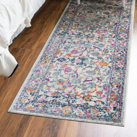 Unique Loom Budapest Collection Area Rug - Gabor (2' 7" x 9' 10" Runner Ivory/Blue)