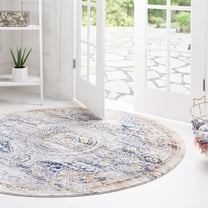 Unique Loom Budapest Collection Area Rug - Liszt (3' 7" Round Gray/Blue)