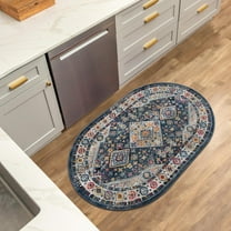 Unique Loom Budapest Collection Area Rug - Wekerle (3' 7" x 5' 3" Oval Blue/Black)