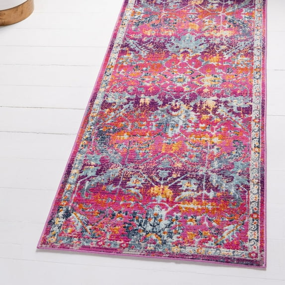 Unique Loom Budapest Collection Area Rug - Szechenyi (2' 7" x 9' 10" Runner Fuchsia/Gold)