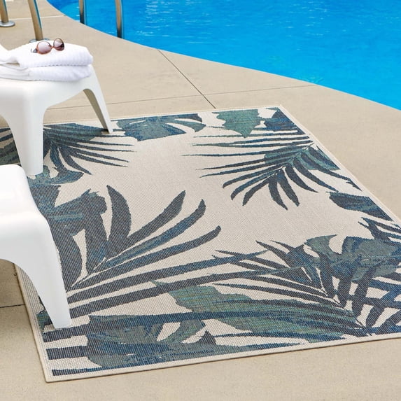 Unique Loom Baja Outdoor Collection Area Rug - Bufadora (3' 11" x 5' 11" Rectangle Ivory/Brown)