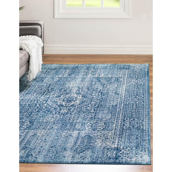 Unique Loom Bushwick Brighton Rug Blue/Ivory 2' 2" x 3' Rectangle Border Bohemian Perfect For Living Room Bed Room Dining Room Office