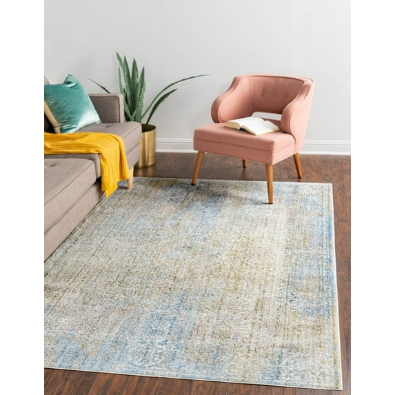 Unique Loom Bushwick Brighton Rug Green/Blue 9' x 12' Border Bohemian Perfect For Living Room Bed Room Dining Room Office