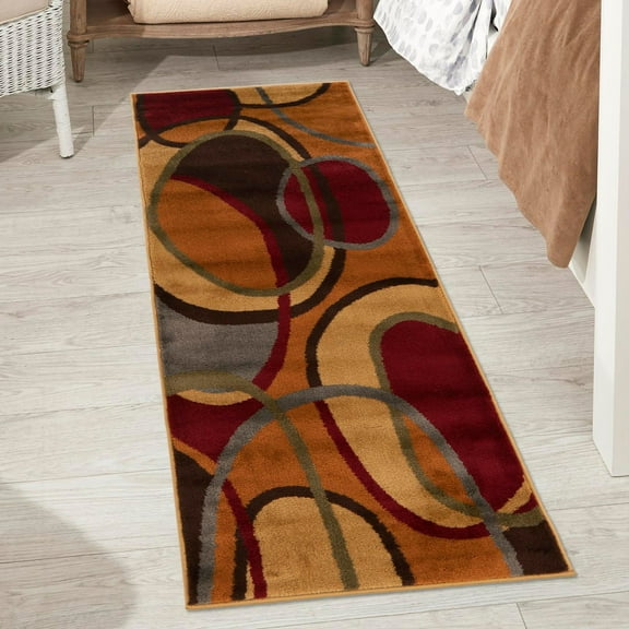 Unique Loom Cafe Collection Area Rug - Arpeggio (2' 7" x 12' Runner Multi/Brown)