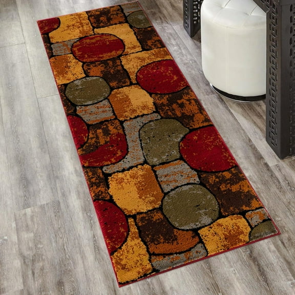 Unique Loom Cafe Collection Area Rug - Melozio (2' x 6' Runner Multi/Beige)