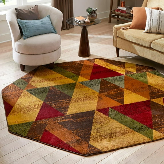 Unique Loom Cafe Collection Area Rug - Orafio (7' Octagon Multi/Brown)