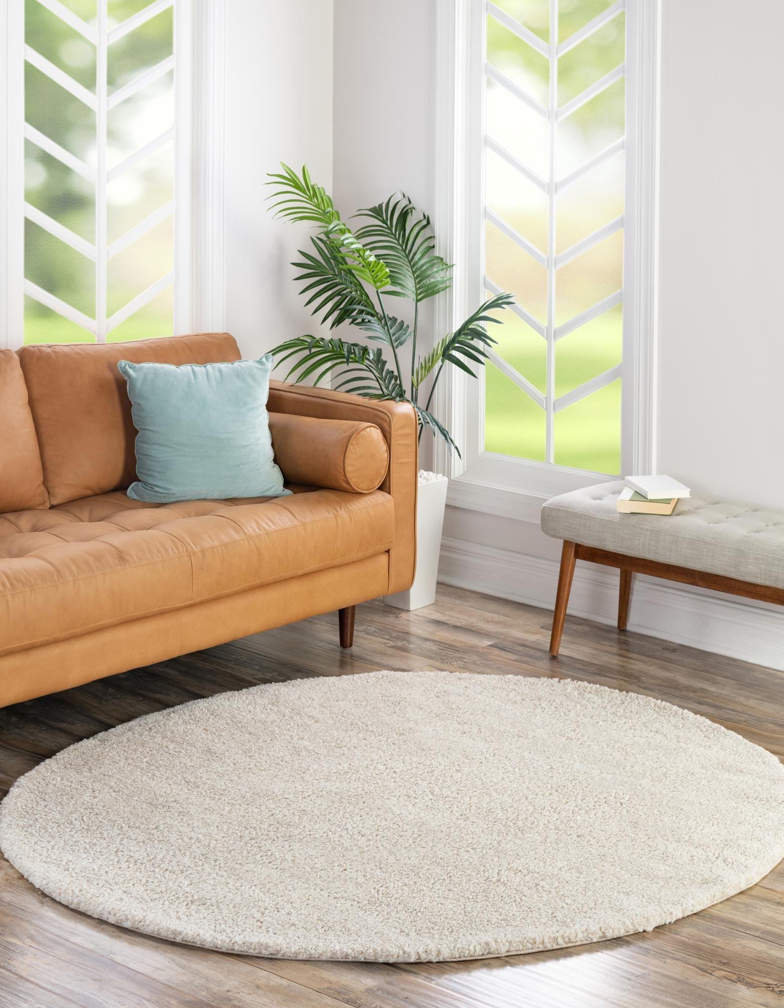 Unique Loom Calabasas Solo Rug , 5' 0" x 5' 0" ,Ivory