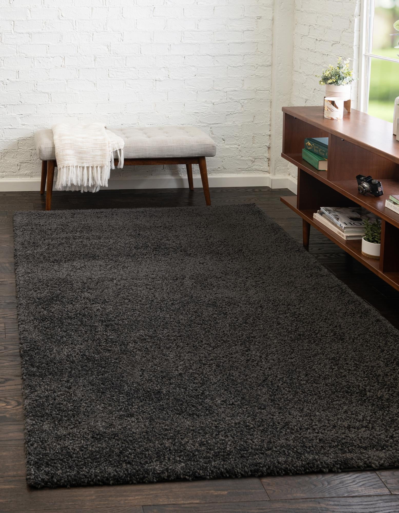 Unique Loom Calabasas Solo Rug , 5' 1" x 7' 9" ,Charcoal