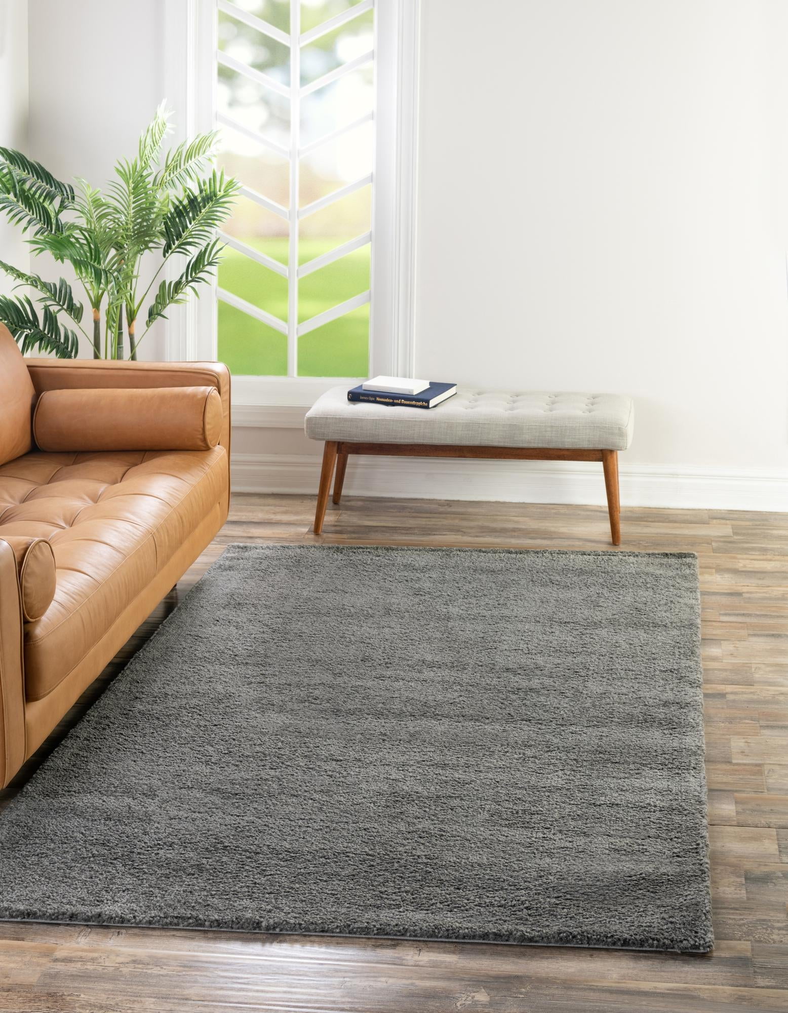 Unique Loom Calabasas Solo Rug Gray 7' 1" x 10' Rectangle Solid Comfort Perfect For Living Room