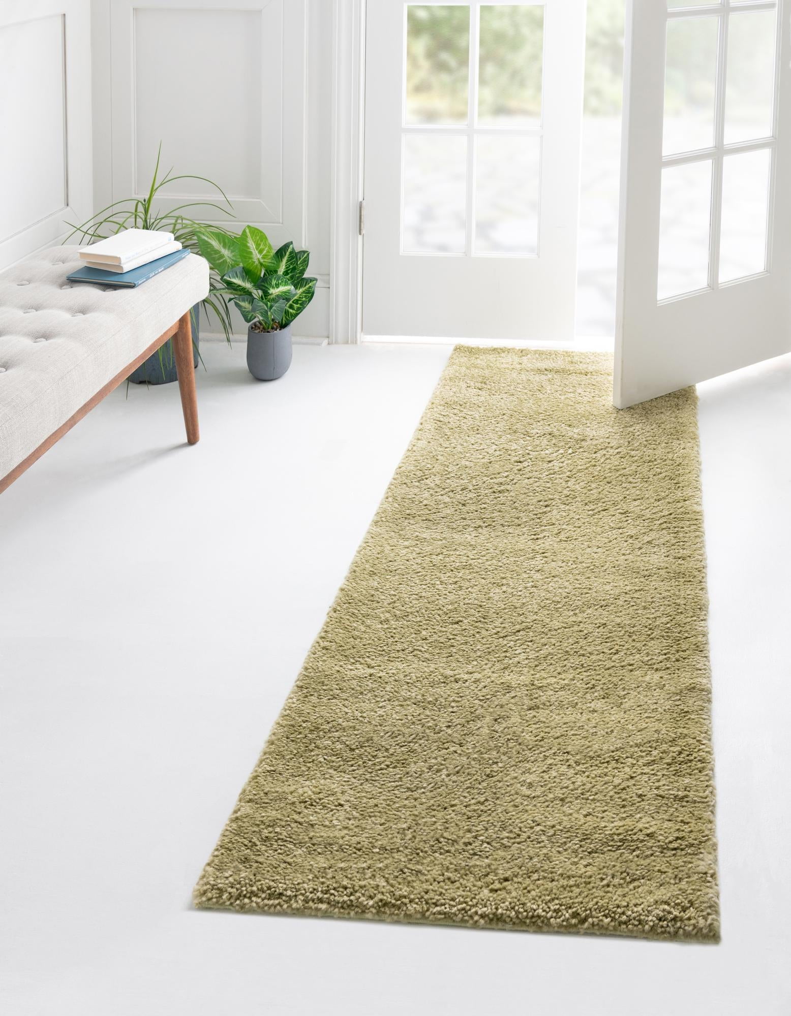 Unique Loom Calabasas Solo Rug Light Green 2' 2" x 6' 7" Runner Solid ...