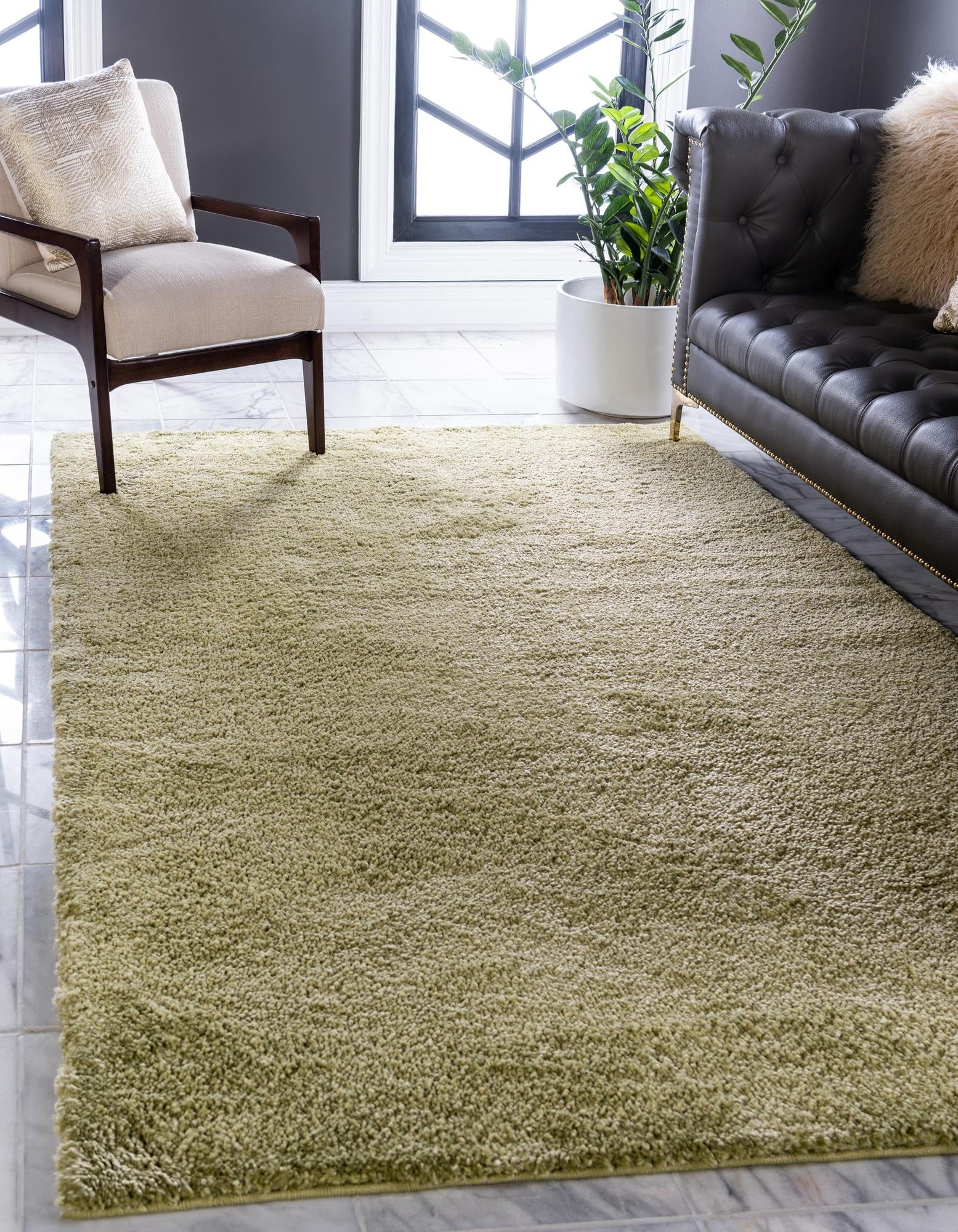 Unique Loom Calabasas Solo Rug Light Green 7' 10" x 10' Rectangle Solid Comfort Perfect For