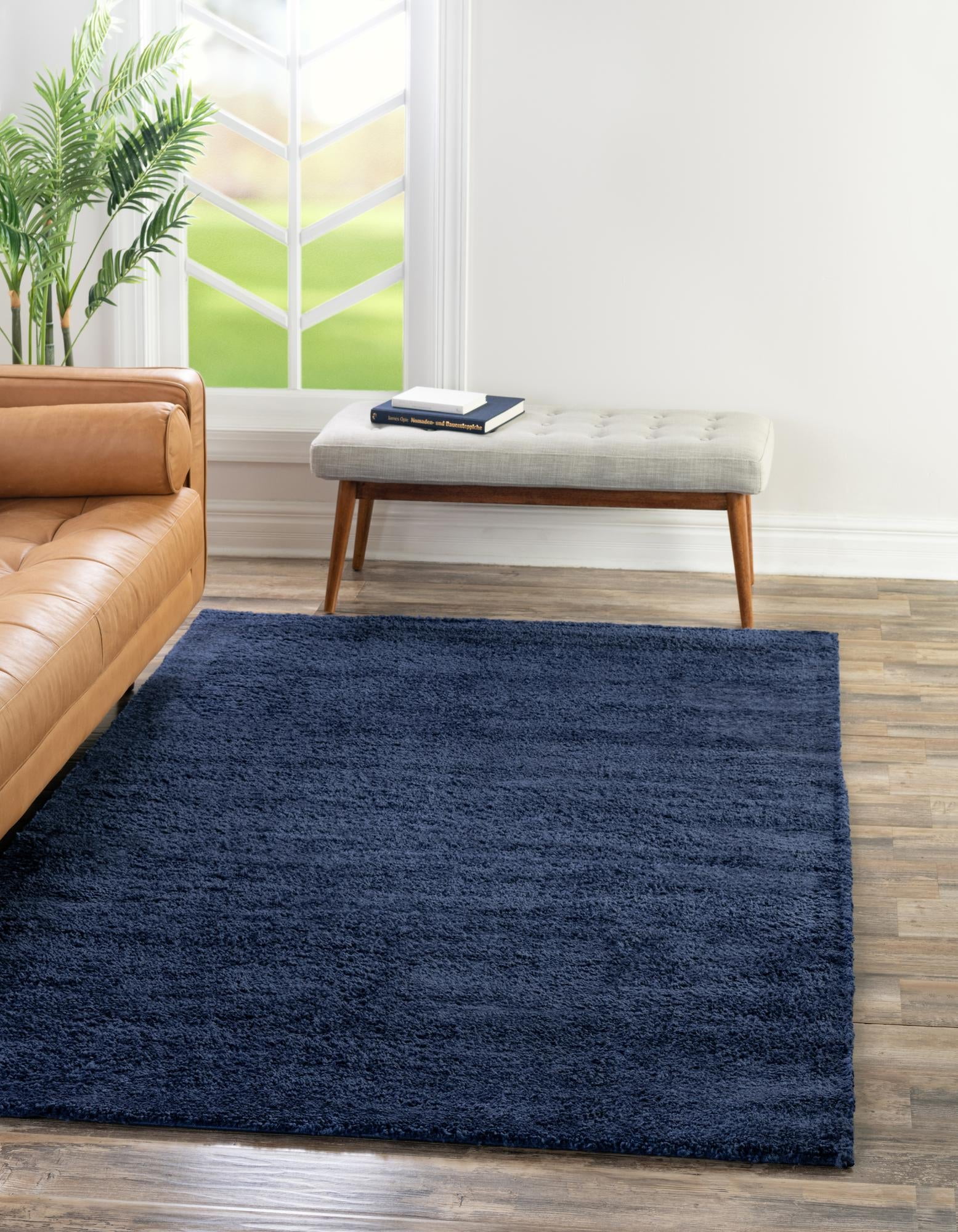 Unique Loom Calabasas Solo Rug Navy Blue 10' x 14' 1" Rectangle Solid Comfort Perfect For Living