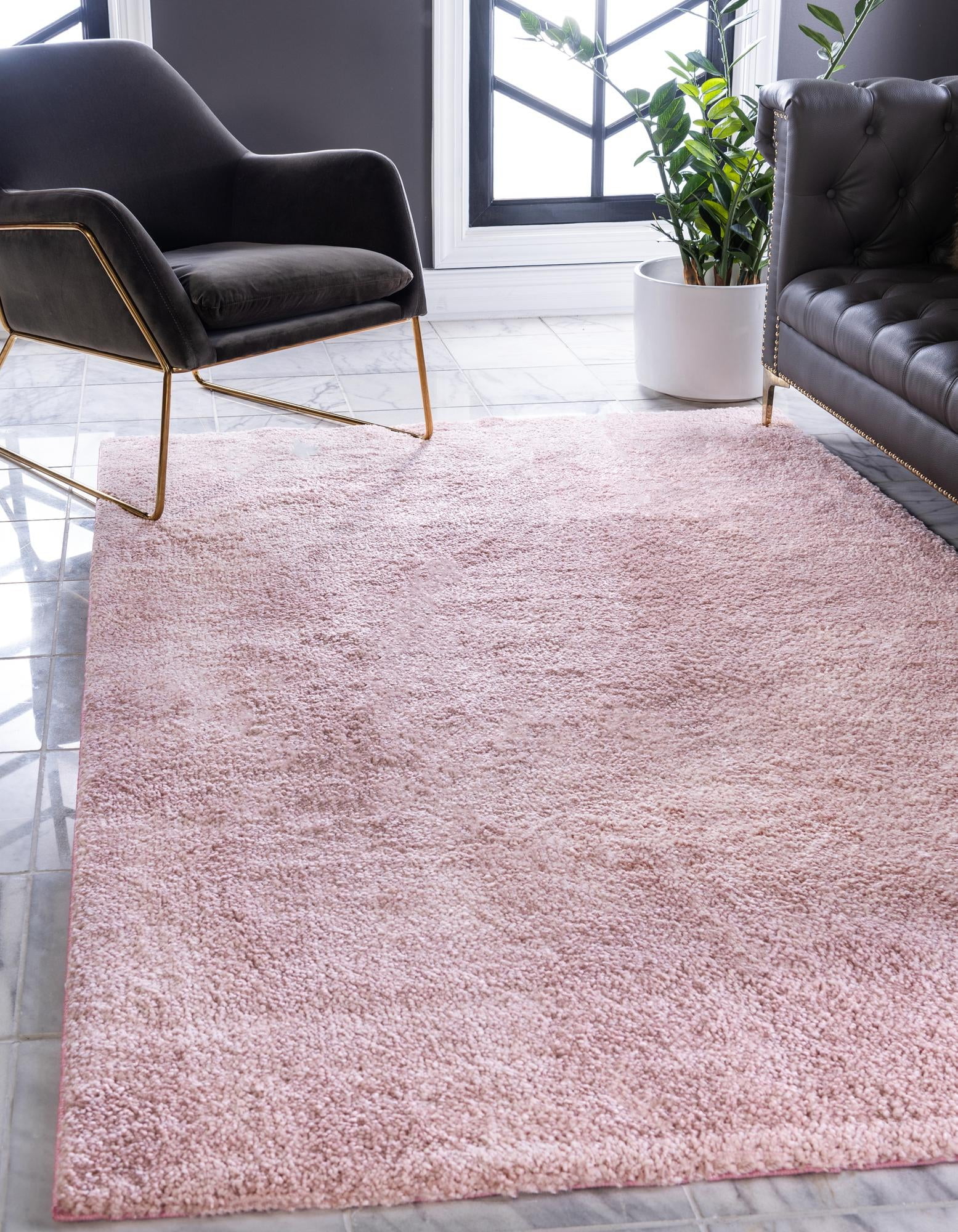 Unique Loom Calabasas Solo Rug Pink 3' 3" x 5' 3" Rectangle Solid Comfort Perfect For Living
