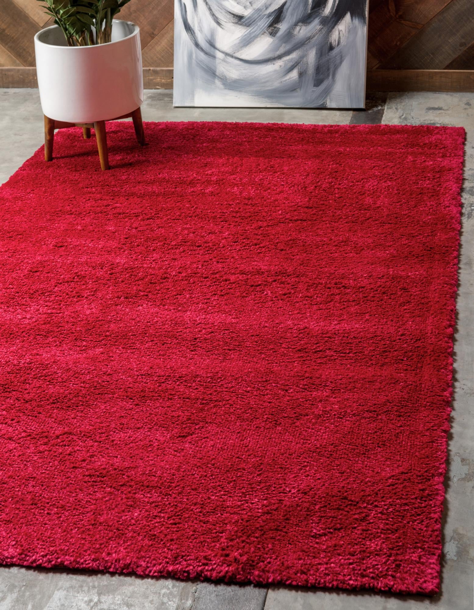 Calabasas Chic Red Rectangular Indoor Shag Rug, 3x5 ft