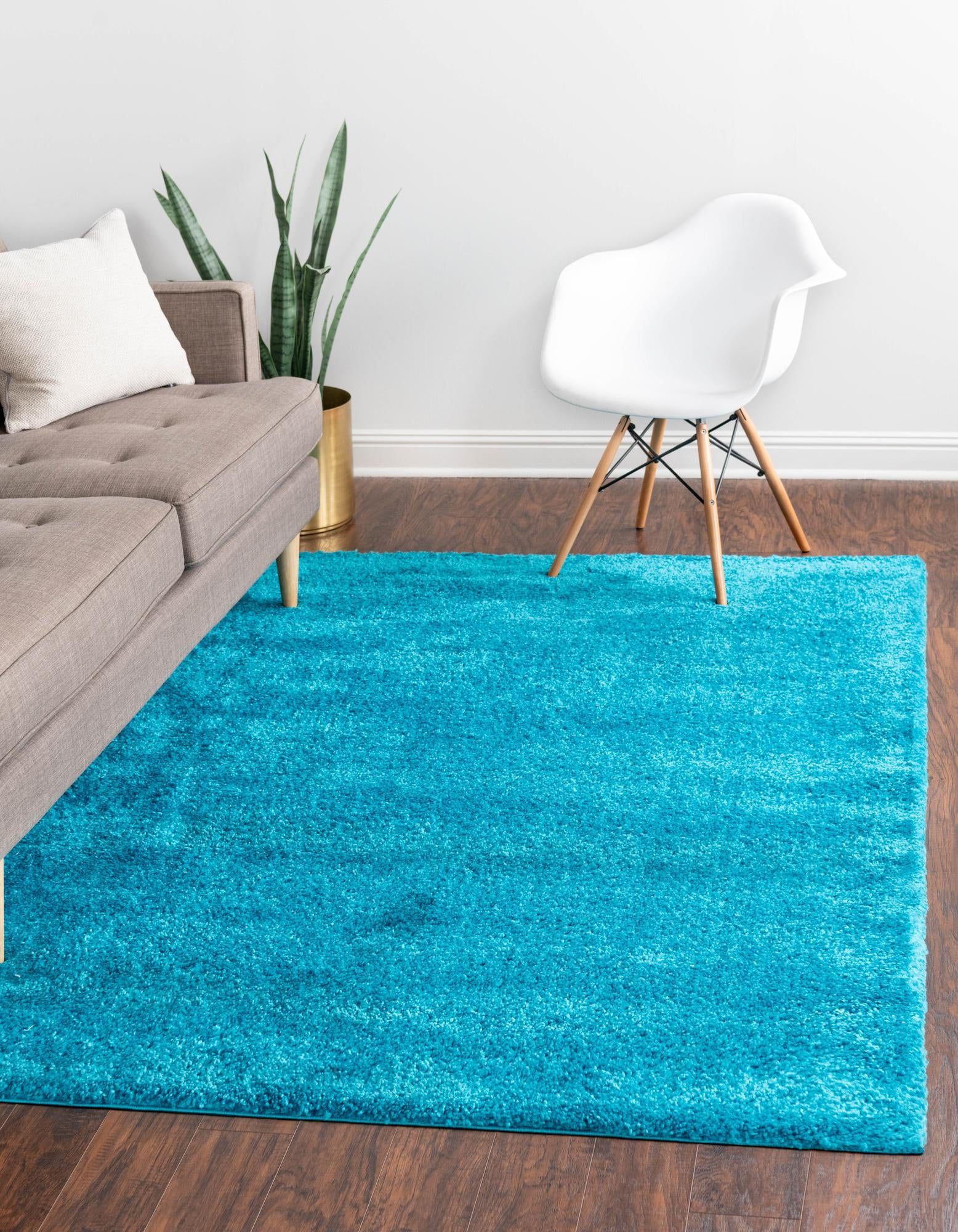 Unique Loom Calabasas Solo Rug Turquoise 3' 3" x 5' 3" Rectangle Solid