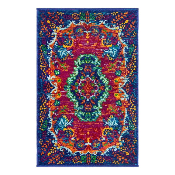 Unique Loom Calypso Collection Area Rug - Antigua (2' x 3' Rectangle Fuchsia/Green)