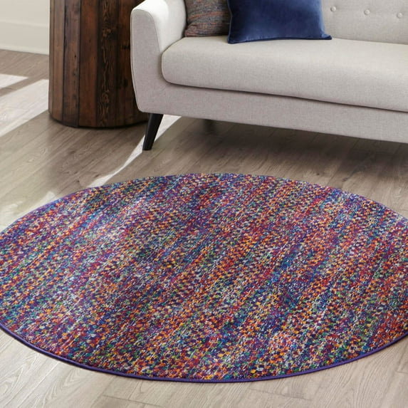 Unique Loom Calypso Collection Area Rug - Barbuda (4' Round Multi/Blue)