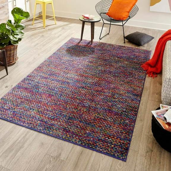 Unique Loom Calypso Collection Area Rug - Barbuda (5' 3" x 8' Rectangle Multi/Blue)