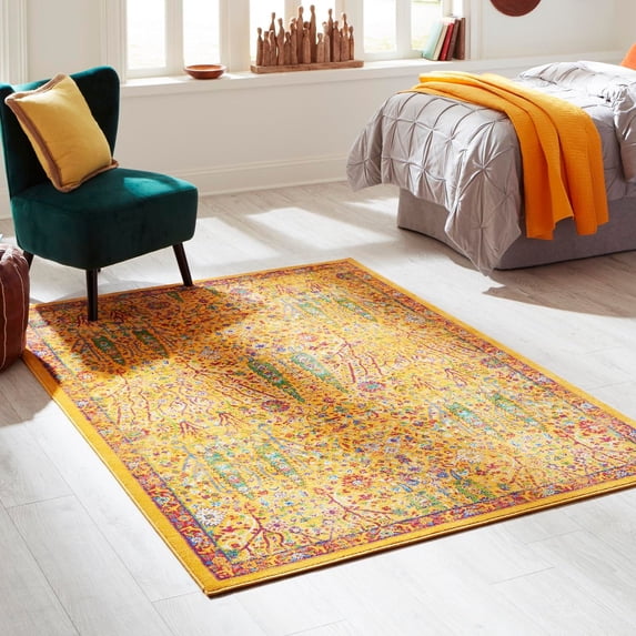 Unique Loom Calypso Collection Area Rug - Kaiso (2' x 3' Rectangle Yellow/Blue)