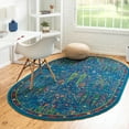 thumbnail image 1 of Unique Loom Calypso Collection Area Rug - Kaiso (5' 3" x 8' Oval Navy Blue/Green), 1 of 6