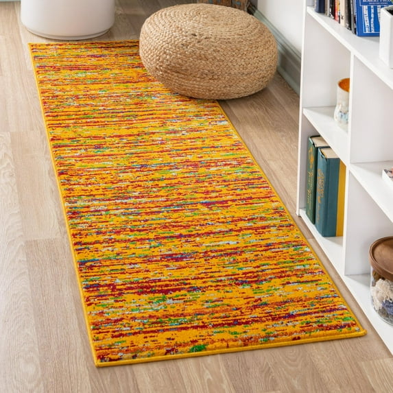 Unique Loom Calypso Collection Area Rug - Mento (2' 7" x 12' Runner Yellow/Blue)