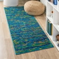 thumbnail image 1 of Unique Loom Calypso Collection Area Rug - Mento (2' x 6' Runner Navy Blue/Blue), 1 of 7