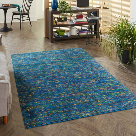 Unique Loom Calypso Collection Area Rug - Mento (4' x 6' Rectangle Navy Blue/Blue)