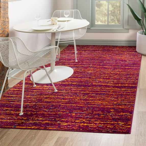 Unique Loom Calypso Collection Area Rug - Mento (7' 10" x 10' Rectangle Pink/Navy Blue)