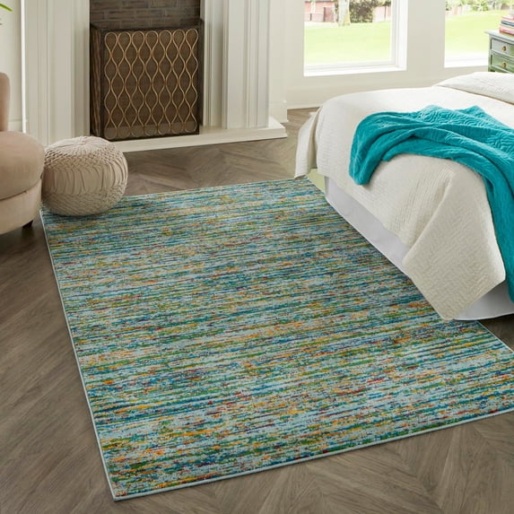 Unique Loom Calypso Collection Area Rug - Mento (9' x 12' Rectangle Aqua/Blue)
