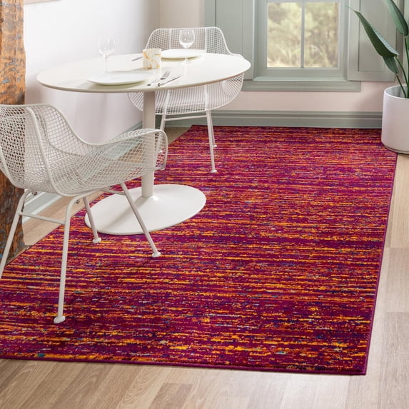 Unique Loom Calypso Collection Area Rug - Mento (9' x 12' Rectangle Pink/Navy Blue)