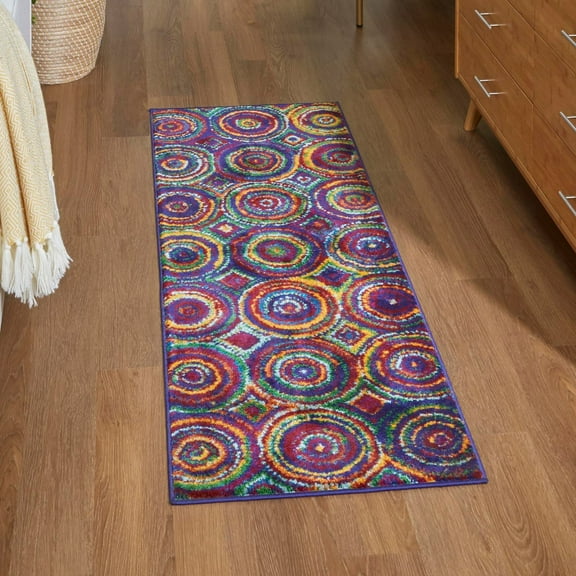 Unique Loom Calypso Collection Area Rug - Tobago (2' x 6' Runner Multi/Green)