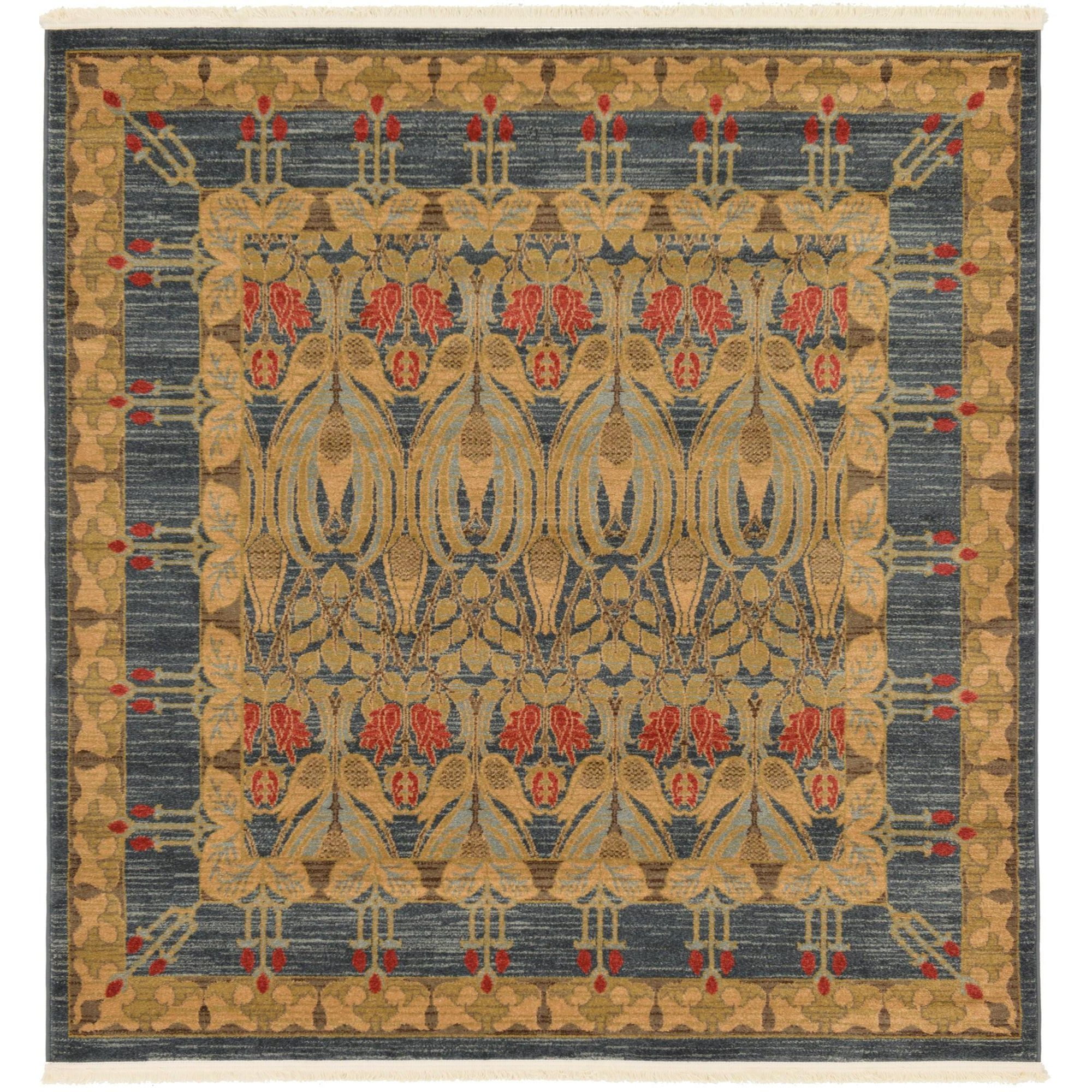 Sedona Navy Blue Square Synthetic Area Rug - 6'x6'