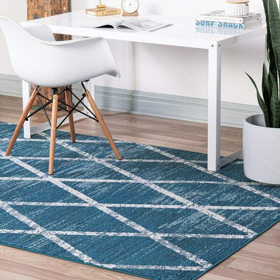 Unique Loom Starlight Collection Area Rug - Canopus (5' 1" x 8' Rectangle Navy Blue/Beige)