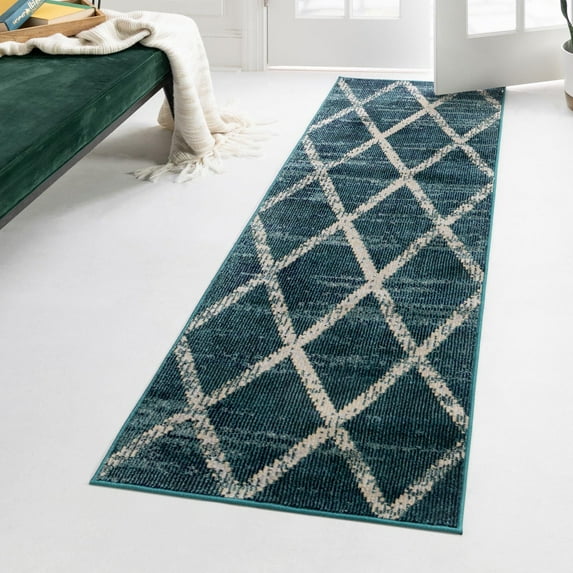 Unique Loom Starlight Collection Area Rug - Canopus (2' 2" x 6' 1" Runner Navy Blue/Beige)