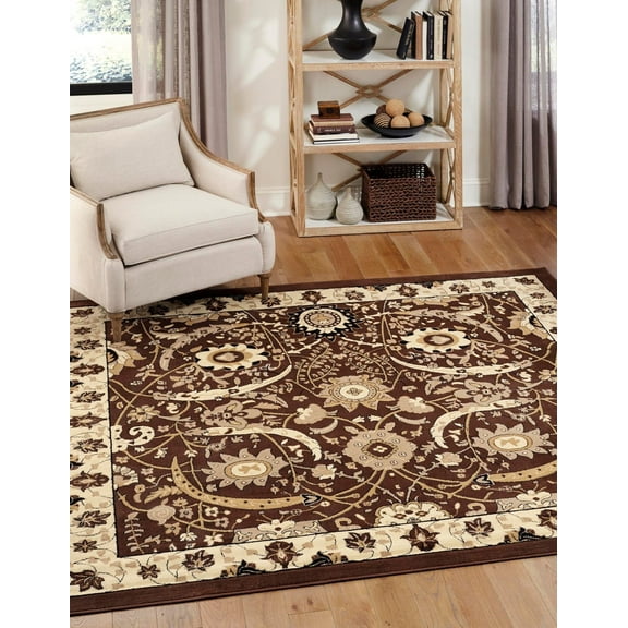 Unique Loom Espahan Collection Area Rug - Cape Cod (7' 10" Square Brown/Beige)