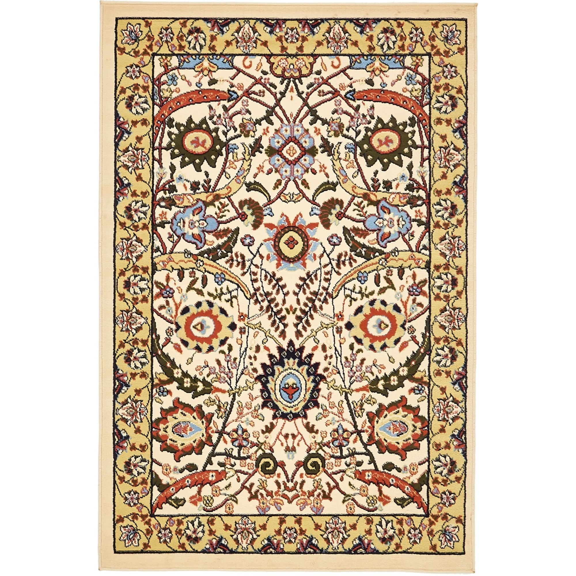 Espahan Beige and Multicolor Synthetic 4' x 6' Rectangular Rug