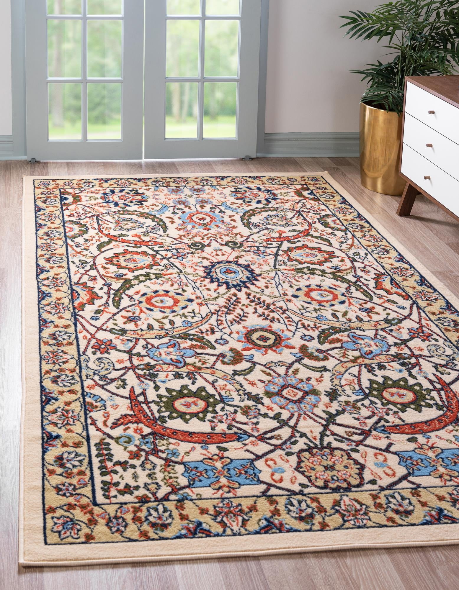 Unique Loom Cape Cod Espahan Rug Cream/Black 7' 1
