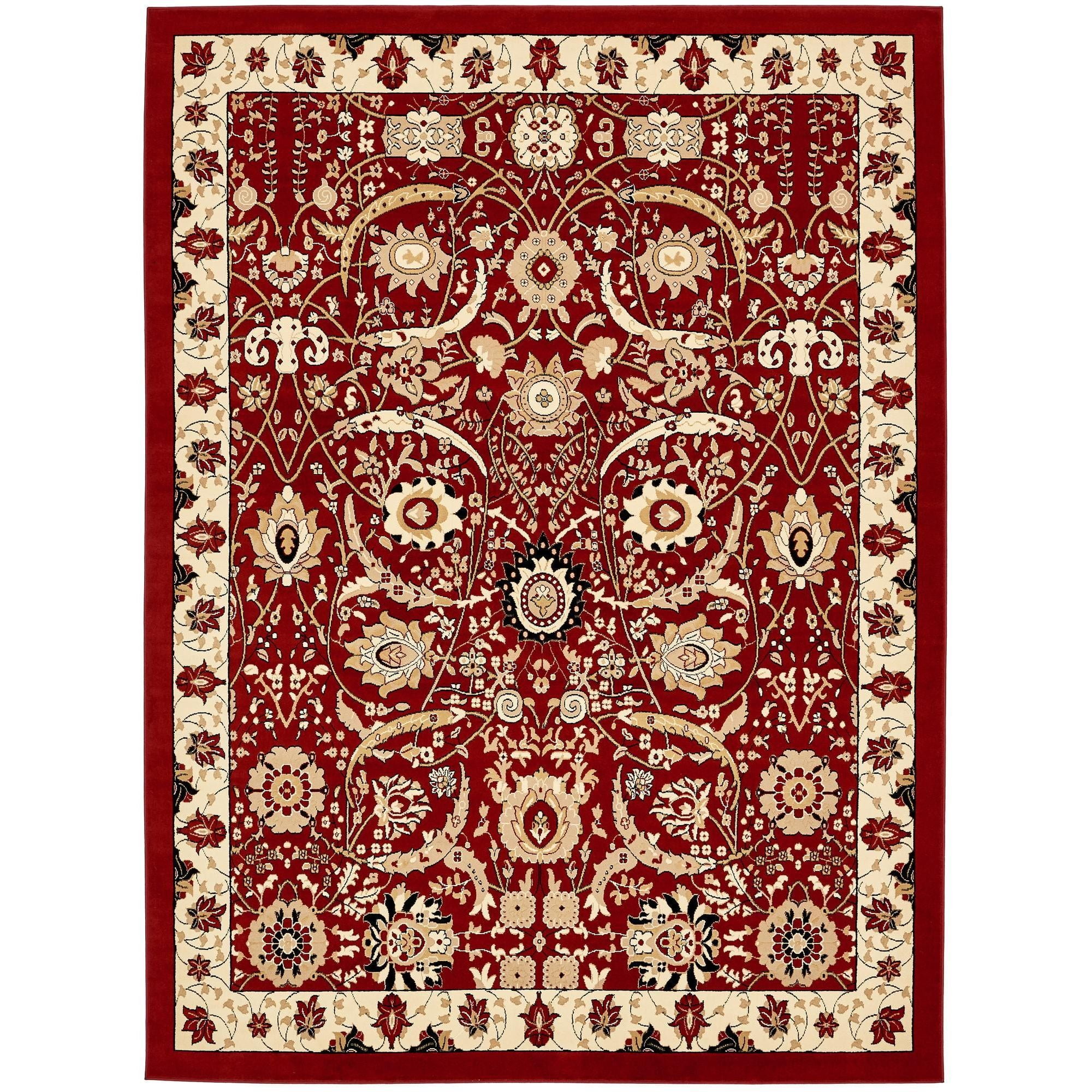 Red Rectangular Synthetic Stain-Resistant Indoor Rug, 10' x 13'